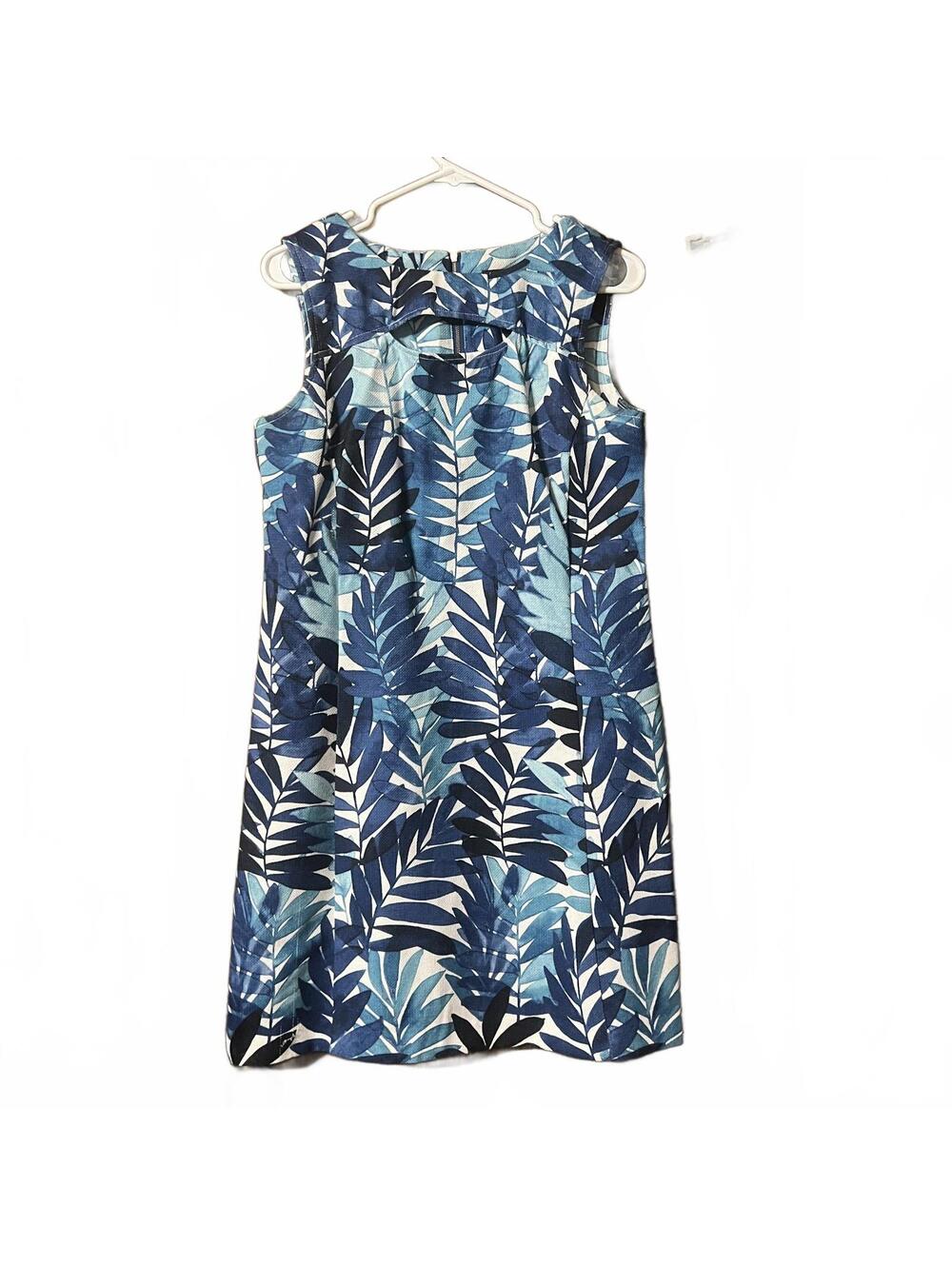 Tommy Bahama Blue Leaf Print Sleeveless Dress - 10